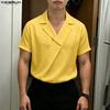 INCERUN Summer Tops Men V Neck Short Sleeve Casual Texture T-shirts