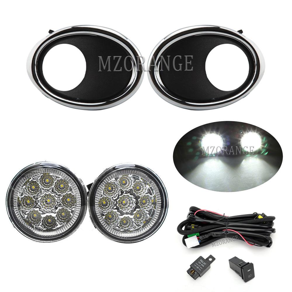 Fog Lights LED Fog Light for Nissan QASHQAI J11 ROGUE 2015 2016 2017 Car Front Bumper Light Chrome Fog Lamp Cover Grill Bezel