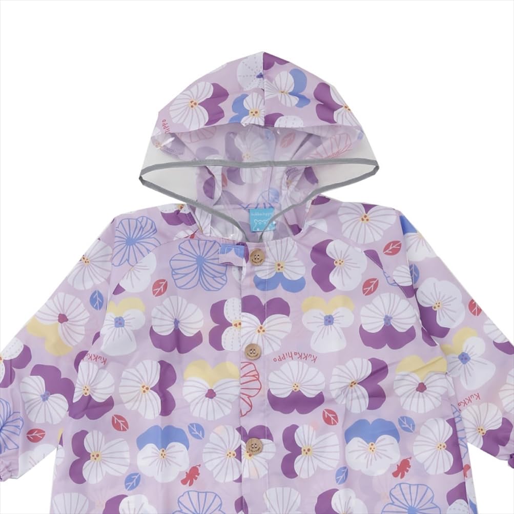 ogawa Kukka with Reflective Backpack with Storage and Adjustable Tucks for Wearing Over a 83383 Kids' Raincoat, 120cm, Hippo, Violet, Tape,