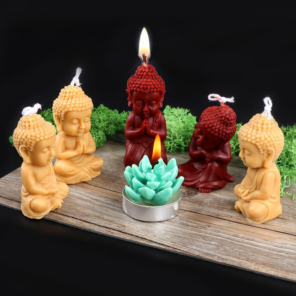 3D Little Buddha Candle Silicone Mold Handmade Buddha Aromatherapy Soap Resin Mold Church Candle Decoration Production Supplies
