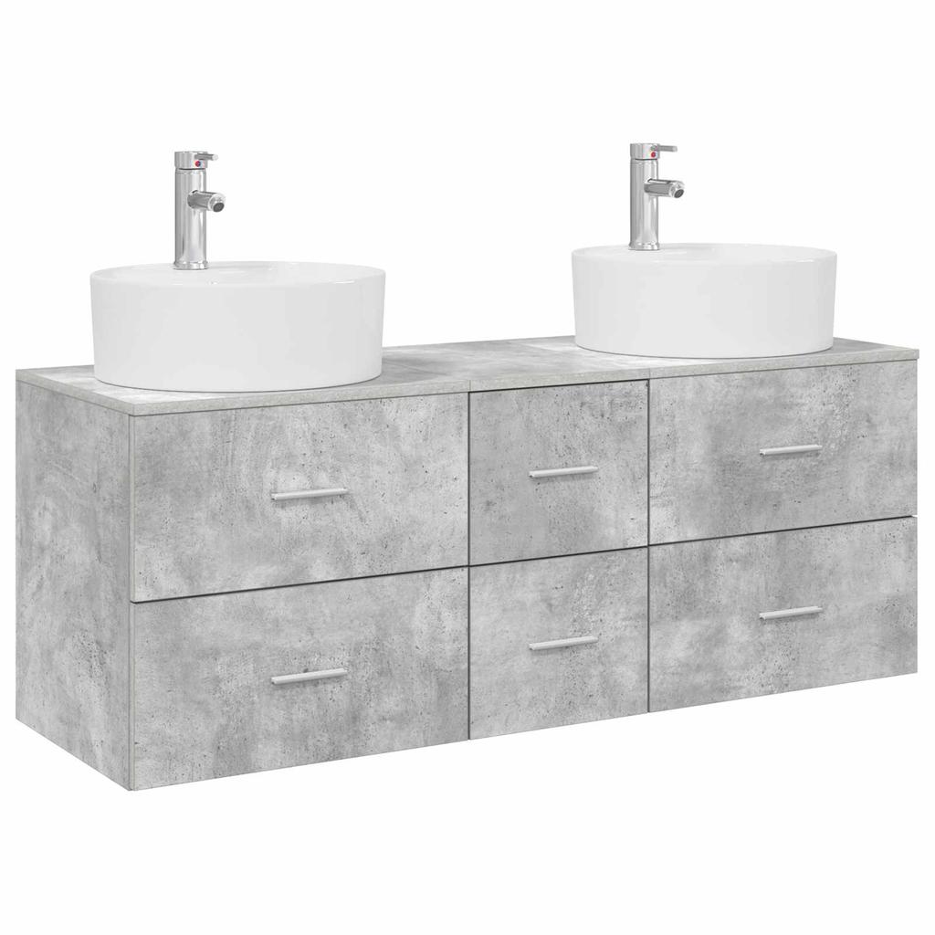 Bathroom Furniture Set 3 Pieces Concrete Grey 129 X 44.5 X 80 Cm