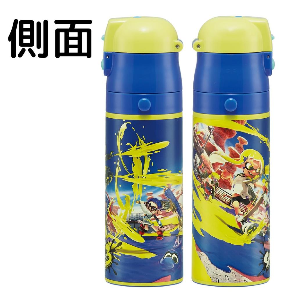 Skater Children's Water Bottle, 470ml, Direct Drinking, Splatoon 3 Design, for Boys, Insulated, Stainless Steel, Lightweight, Sports Bottle, Kids'
