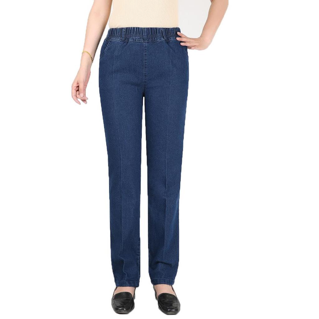 Spring 2025 Women's Plus Size Stretch Denim Jeans: Loose Fit, Middle-Aged Skinny Style