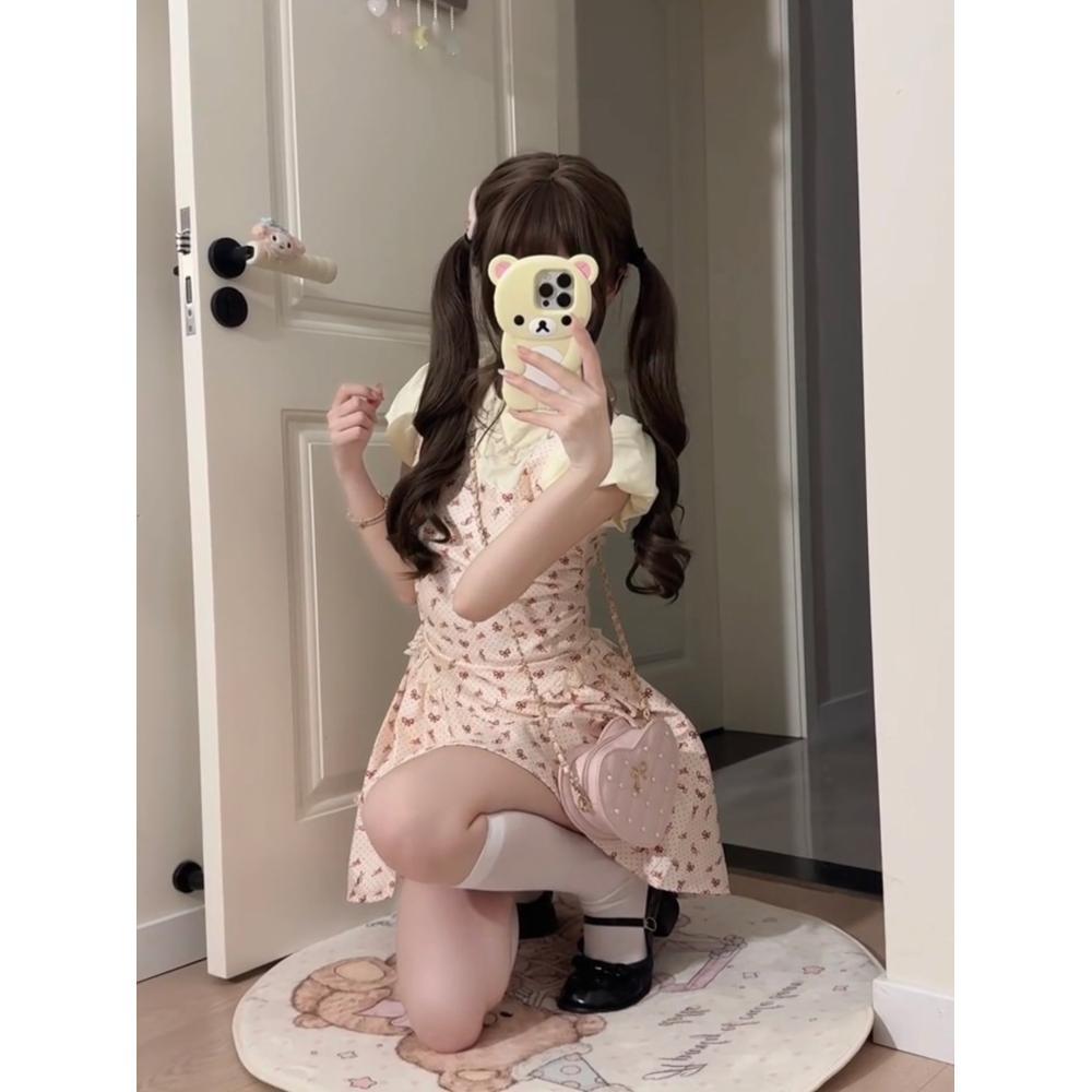 

Сладкое дофаминовое платье miu miu газ маленький человек лето красивое маленькое платье женщины лето повседневное новое XL- (recommended 110-60kg)