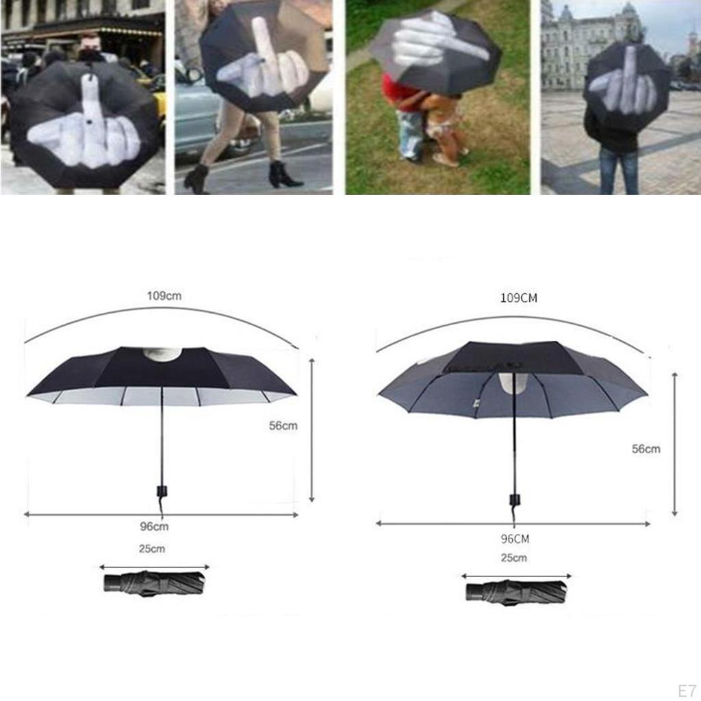 Folding Umbrella Windproof Middle Finger Pattern Print