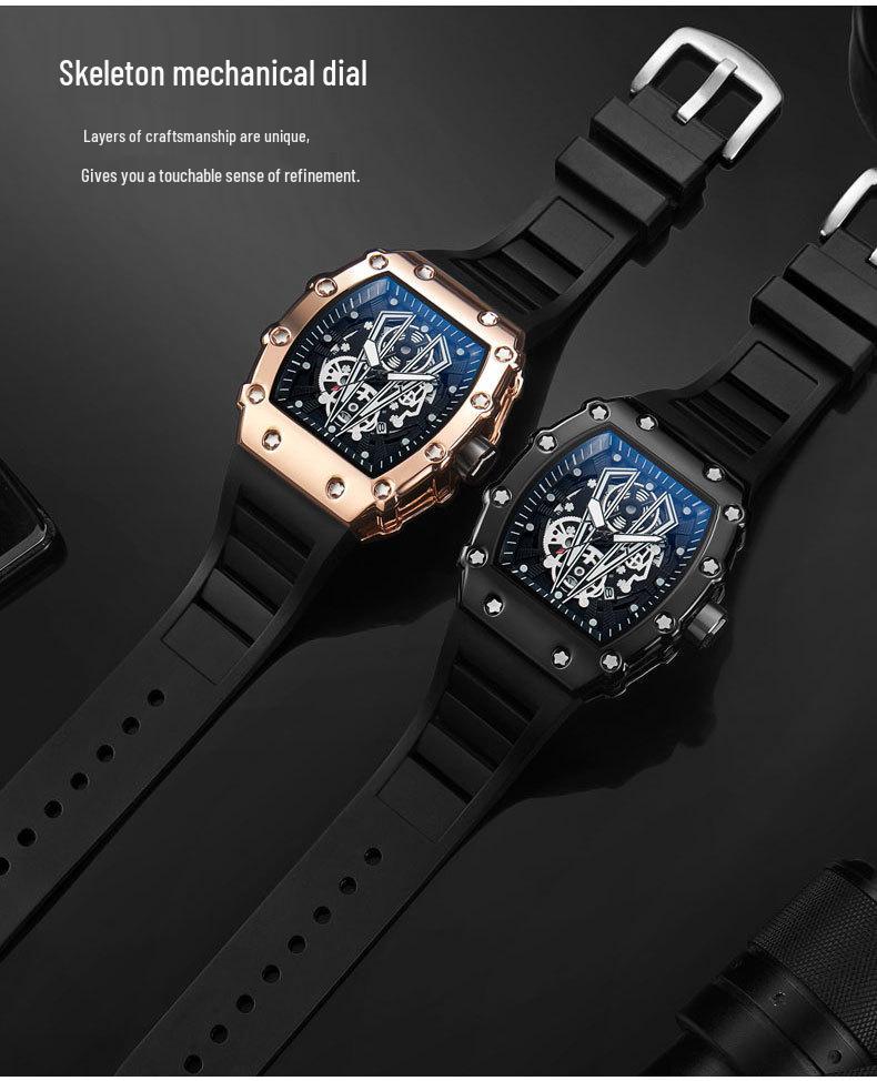 Men's Large Dial Waterproof Sports Quartz Watch with Luminous Square Design