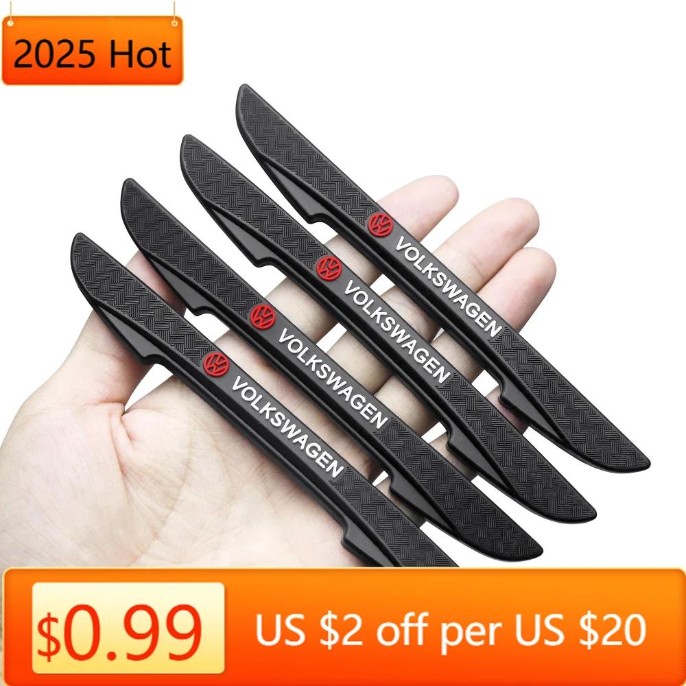 Hot New 4pcs Rubber Car Door Edge Protector Stickers Anti Collision Strips For VW Volkswagen Polo Golf CC GTI Tiguan Passat