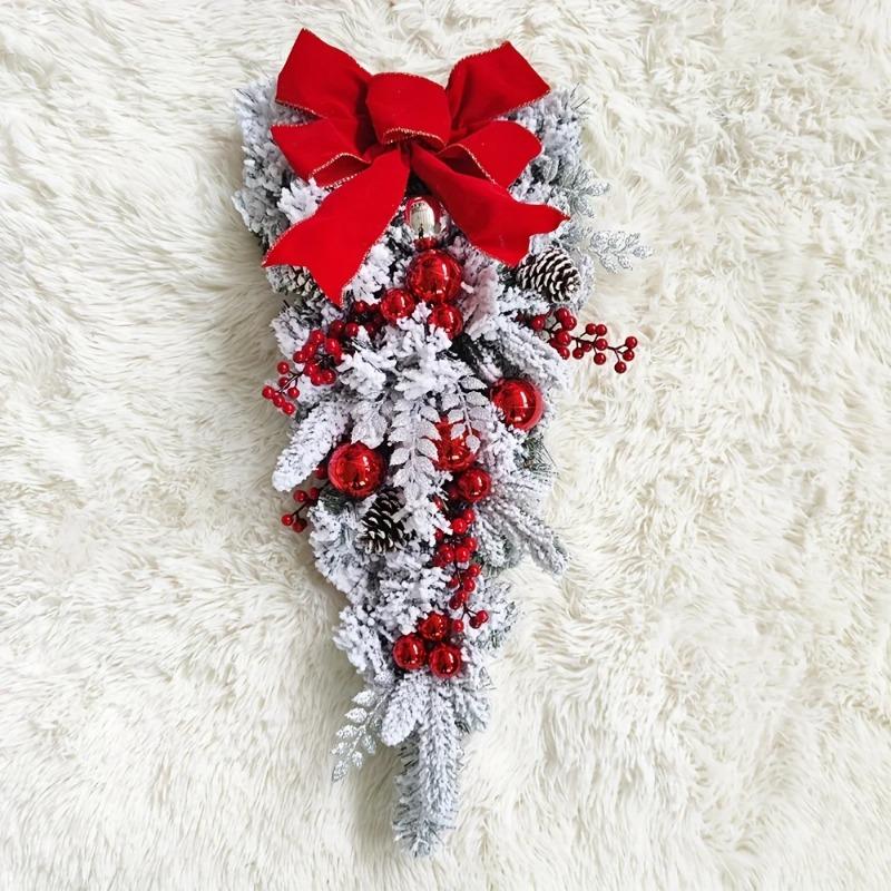 Coroană de Crăciun pentru Ușa din Față Coroană de Crăciun pentru Ușă Ornamente cu Bile Roșii pentru Ușă Fereastră Măsuță Decor de Crăciun Interior Exterior