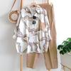 Conjunto de Dos Piezas a Rayas para Mujer Camisa Blusa de Manga Larga con Solapa y Botones y Pantalón Traje Deportivo Casual de Verano