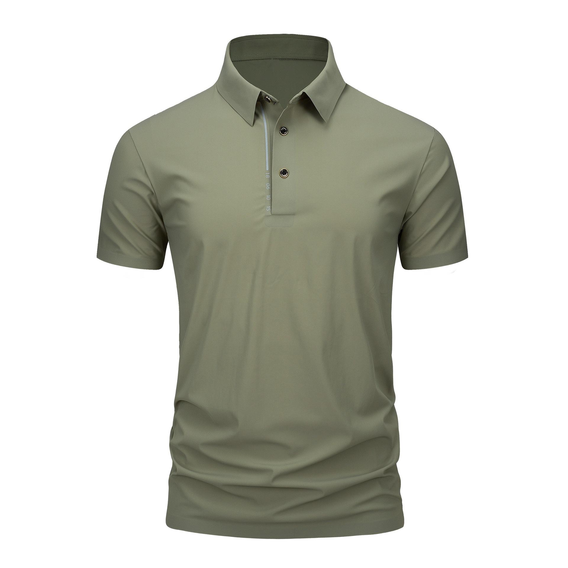 

Летние мужские футболки-поло с коротким рукавом из ледяного шелка, высокоэластичные, деловые повседневные, быстросохнущие футболки 3XL зелёный/серый