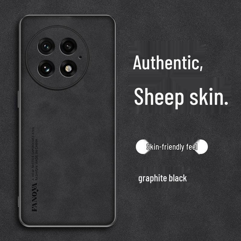Elegantní pouzdro z ovčí kůže pro OnePlus 13: Plné krytí, Odolný proti pádu, Šetrný k pokožce, Business styl