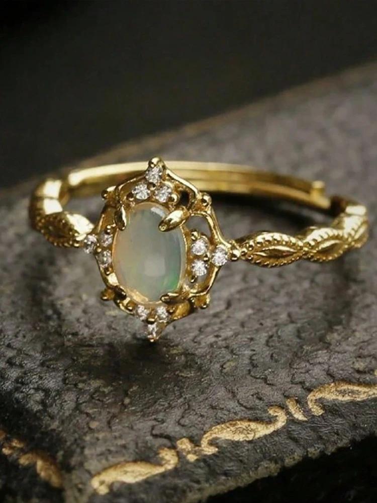 925 Sterlingového Stříbra Vintage Jednoduchost Personalizovaný Prsten s Měsíčním Kamenem Pro Ženy Zásnubní Svatba Luxusní Vysoká Kvalita Jemné Šperky