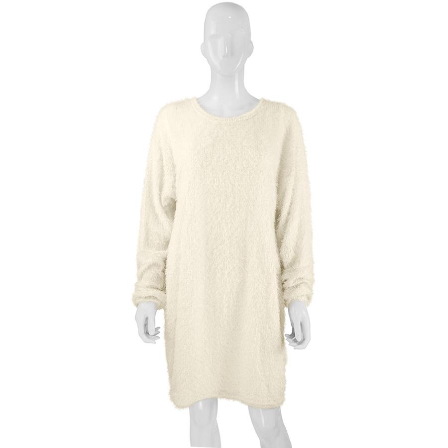 Fall Winter Women's Long Sleeve Loose Knit Fleece Maxi Dress