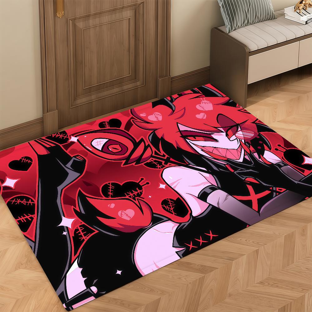 Door Comedy Mat Bedside Entrance Bath Hotel Floor Decoration Corridor Door Mat Black H-Hazbin Carpet Cartoon Living Room Balcony