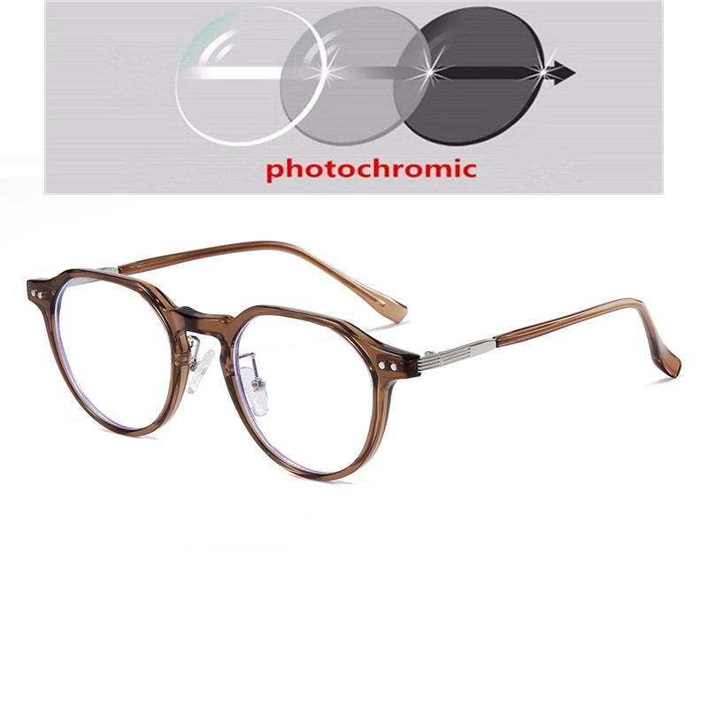Rivet Frame Blue Light Blocking Oval Nearsighted Glasses For Women Fashion  Myopia Photochromic Eyeglasses -0.5 -0.75 To -6