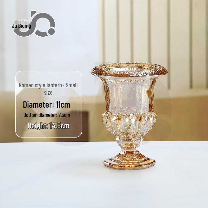 European Luxury Roman-Style High-Foot Lantern Vase: Transparent Flower Vase & Candle Holder for Bedrooms