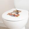 Adesivo per WC con fiore di gatto tazza da tè, rimovibile, autoadesivo, impermeabile, in PVC, per soggiorno, arte della parete, bagno, coperchio del WC, decorazione