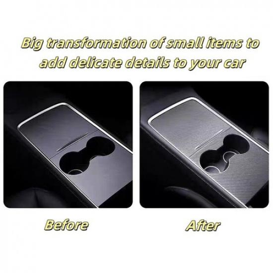 Matte Carbon Fiber Style Center Console Cup Holder Panel Cover For Tesla Model 3