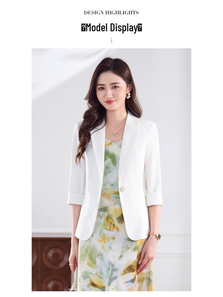 2026 Spring/Summer Women's Mid-Sleeve Blazer - Slim Fit, Professional Formal Workwear