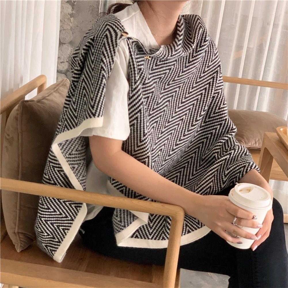 Plush Winter Cashmere Scarves Striped Long Shawl Elegant Imitate Cashmere Scarf  Student