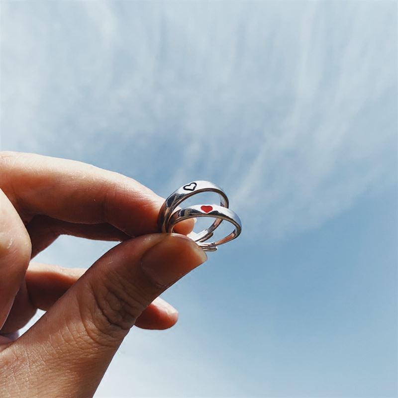 Heart-Shaped Resin Couple Ring - Simple, Creative Qixi & Valentine's Day Gift