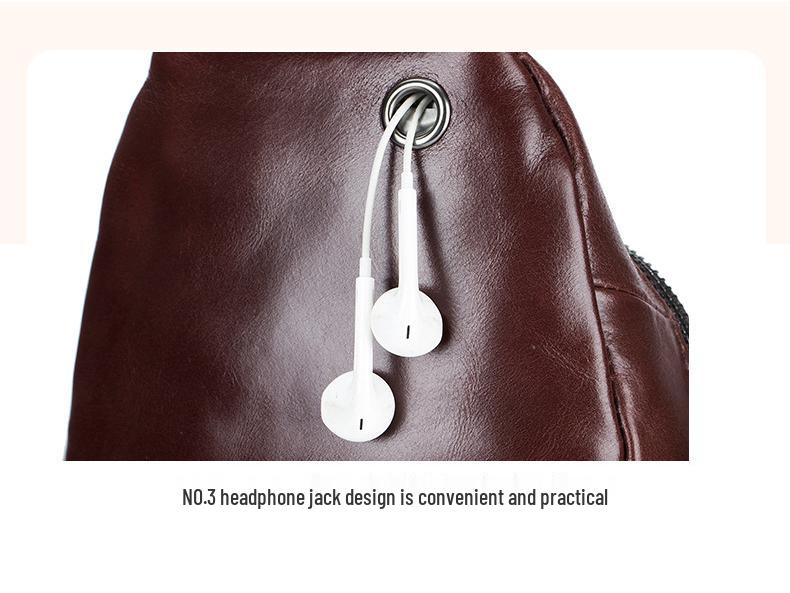 Cow Captain Men's Genuine Leather Crossbody Chest Bag - Top Layer Cowhide Multifunctional Sports Casual Bag