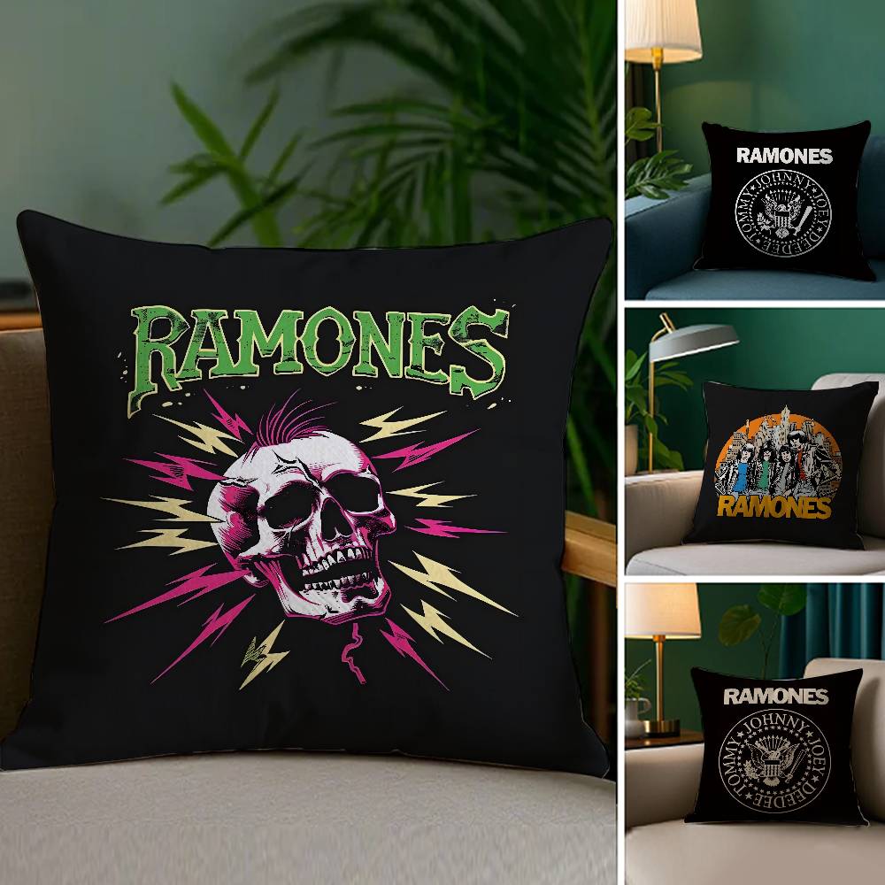 Rock R-Ramones Kuddfodral Soffa Vardagsrum Sovrum Dubbelsidig Tryck Fyrkantig Kudde Sovdags Kuddfodral