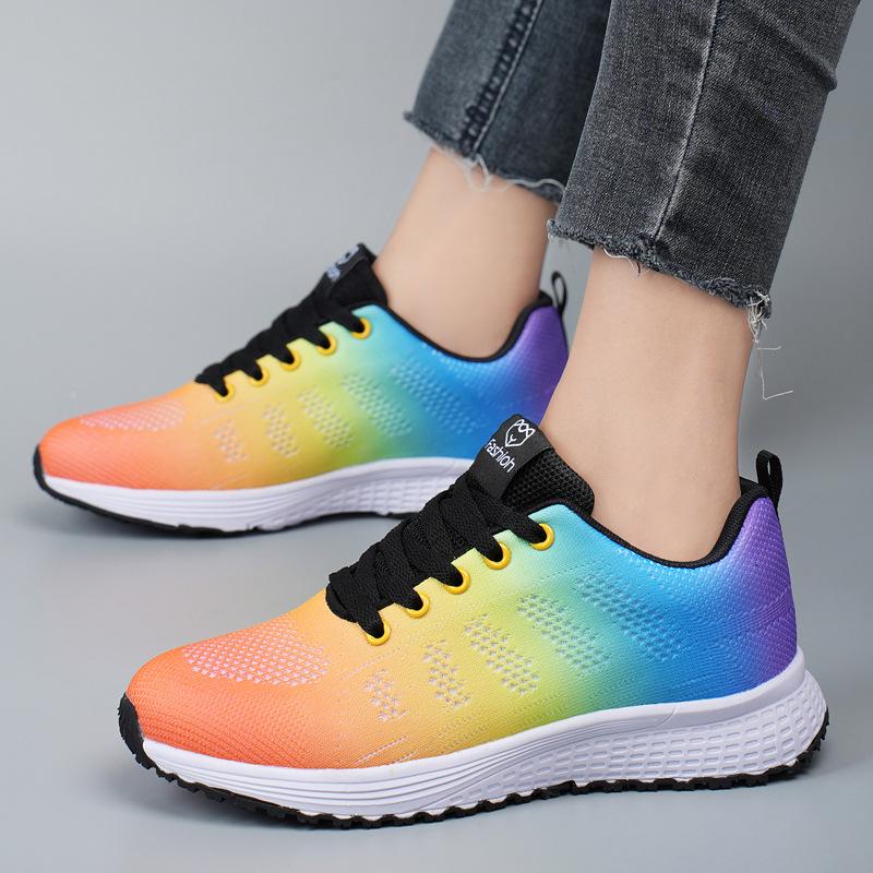 Chaussures de Running Toile Maille Fly-knit Grande Taille Femme 2025 - Semelle Plate pour Printemps et Automne