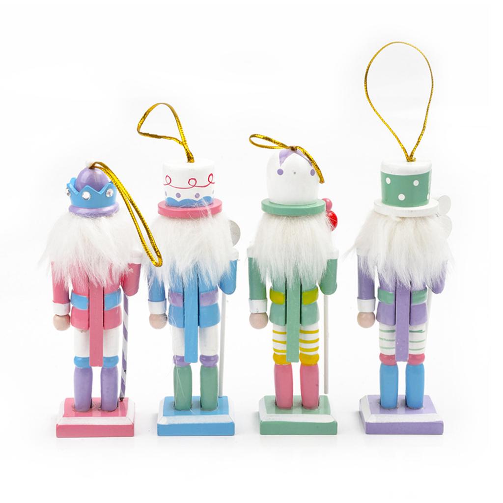 4Pcs Christmas Nutcrackers Wood Christmas Nutcracker Ornament Figure Gifts Xmas Wood Soldier Desktop Decoration GIfts for Family