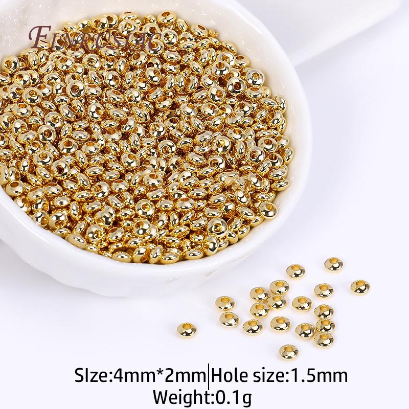2 Sizes 18K Gold Plated Round Abacus Spacer Beads Bracelet Saucer Beads DIY Jewelry Making Supplies Findings Accessories