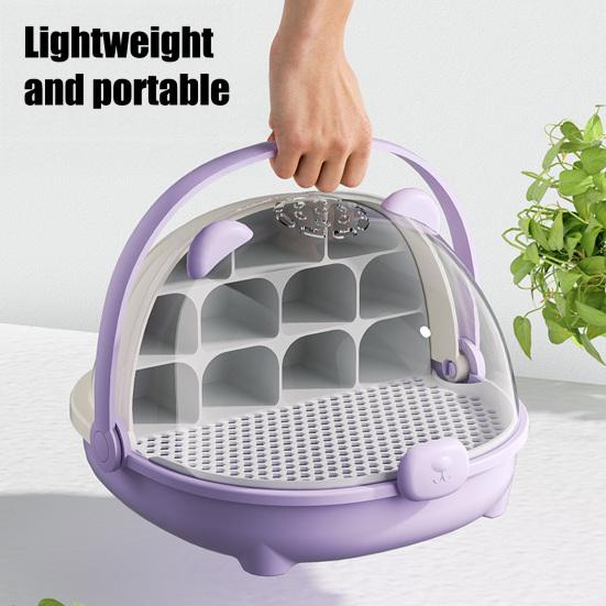 Silkworm Breeding Box Transparent Silkworm Growth Box Habitat Cage with Handle Small Animals Breeding Space Capsule Hatching Container