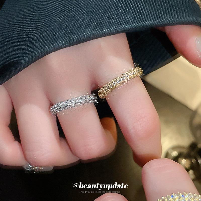 Real gold electroplated zircon twist opening ring women's niche high-end ring versatile fashion light luxury jewelry wholesale