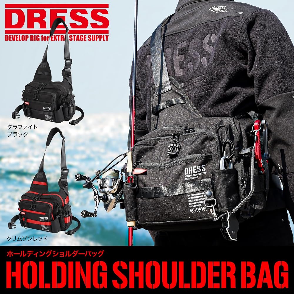 Dress Holding Crimson Red Shoulder Bag with Rod Holder, Fishing Backpack