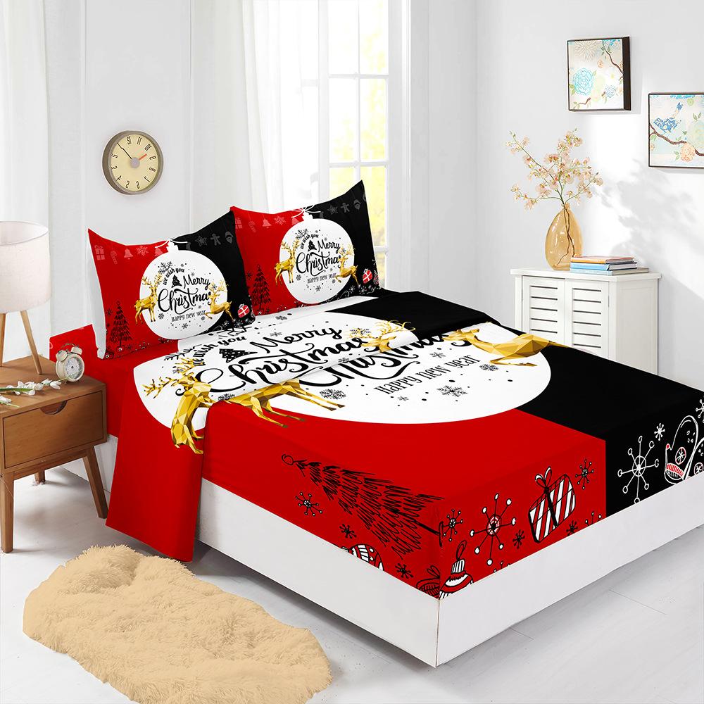 Popular Christmas Mattress Four-Piece Children'S Bedding Digital Printing Mattress Protective Cover