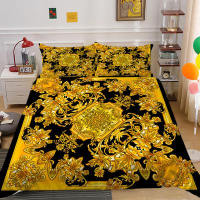 Dark Gold Duvet Cover Set Dull Gold Patterns 3D Luxury Printing Comforter Cover King Queen for Teens Adult Polyester Bedding Set