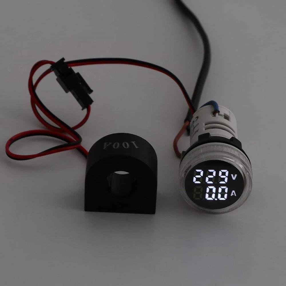 22mm AC50-500V 110V 220V Ammeter Voltmeter HZ Hertz Frequency Meter Digital Current Voltage Amp Signal Light LED Lamp Indicator