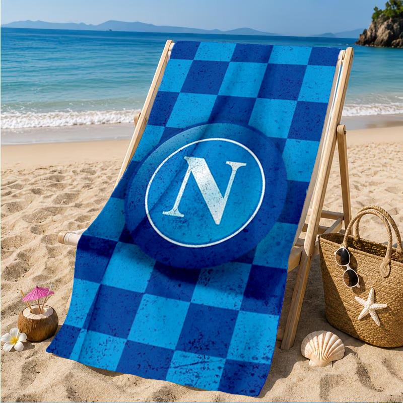 Asciugamano da Spiaggia con Emblema del Napoli Calcio, Asciugatura Rapida, Facile da Curare, Adatto Sia per il Fitness che per le Vacanze al Mare, Essenziale per lo Sport