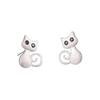 Cute Black Eyes Crystal Cat Stud Earrings for Teens Fashion Jewelry for Daily School Wear Birthday Gift for Girls