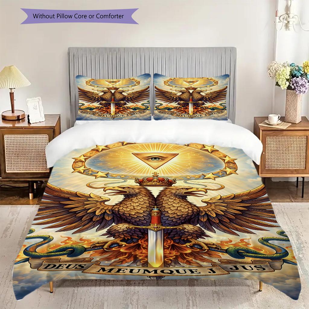 Modern Freemasonry Bedding, Duvet Cover, Pillowcase, Home Decoration, Birthday Gift (1 * Duvet Cover+2 * Pillowcase, Coreless)