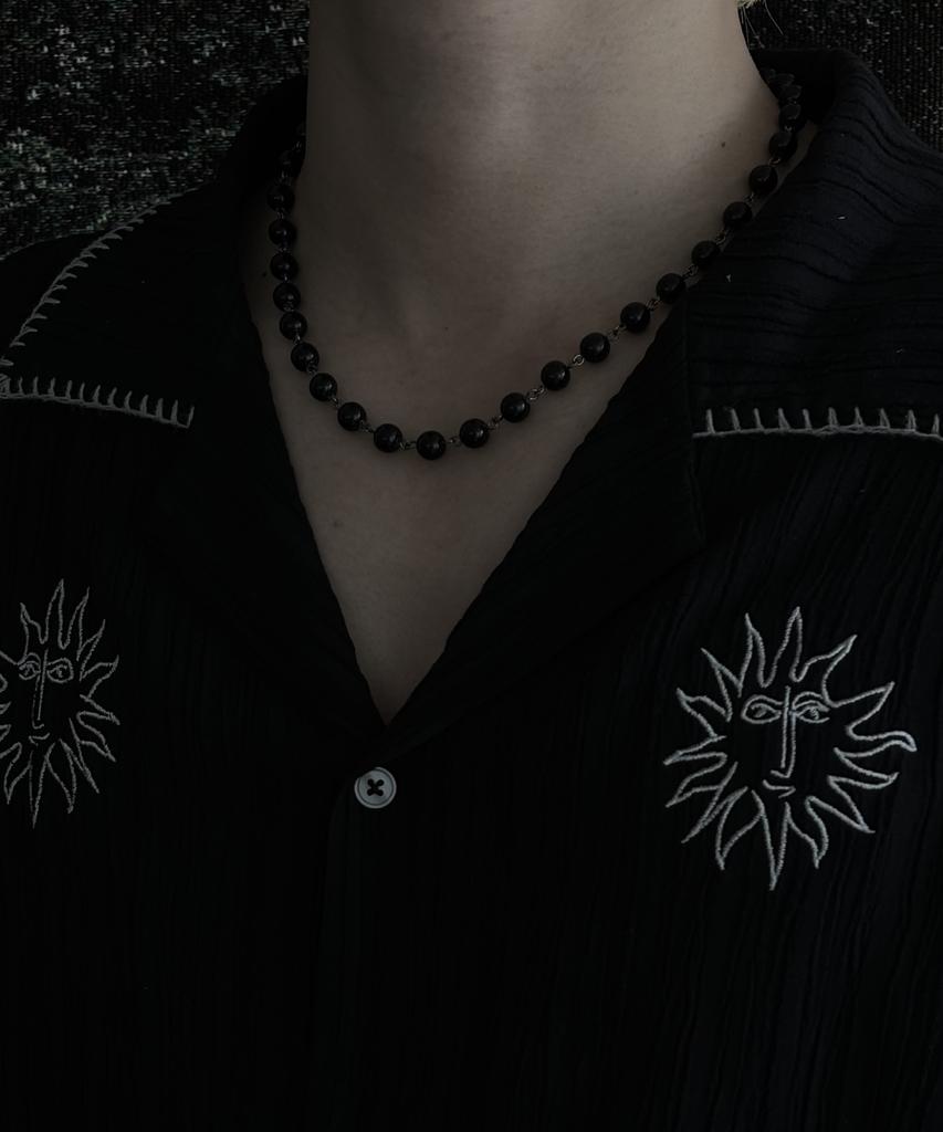 Pimadaziwin Black Chain Pearl Necklace_[Bold]