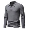 Men's Long Sleeve Polo Shirt Casual Textured Top for Men Spring Autumn Fashion Multi-Color Button-Down Collar Male Blouse