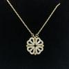 Necklace - Full Diamond - Heart To Heart - Four-Leaf Clover - Metal - Woman