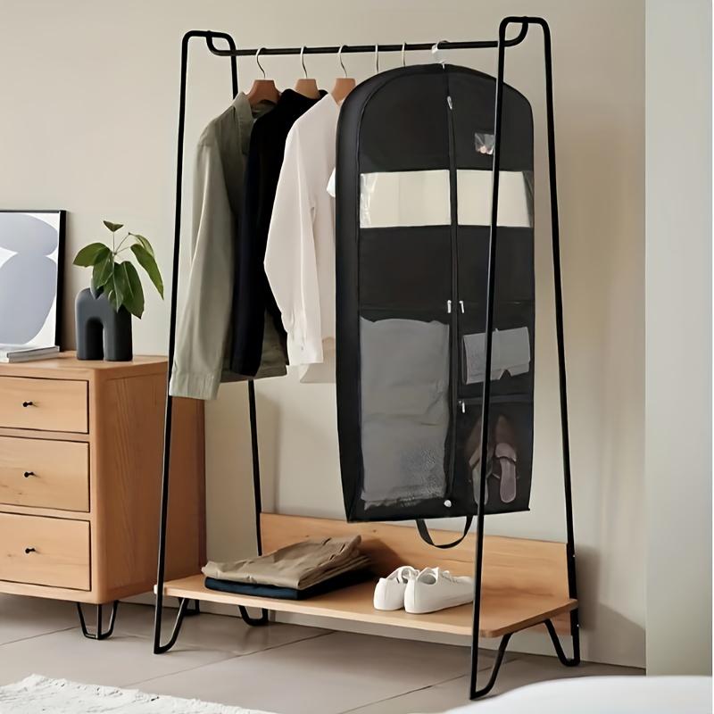 Gusseted Travel Hanging Garment Bag - Zipper Closure with Pocket for Shirts, Coats, Dresses, Storage Organizer