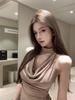 Black Pure Desire Spice Girl Neck Swing Neck Vest Women's Summer Waist Skinny Design Short Sexy Halter Top