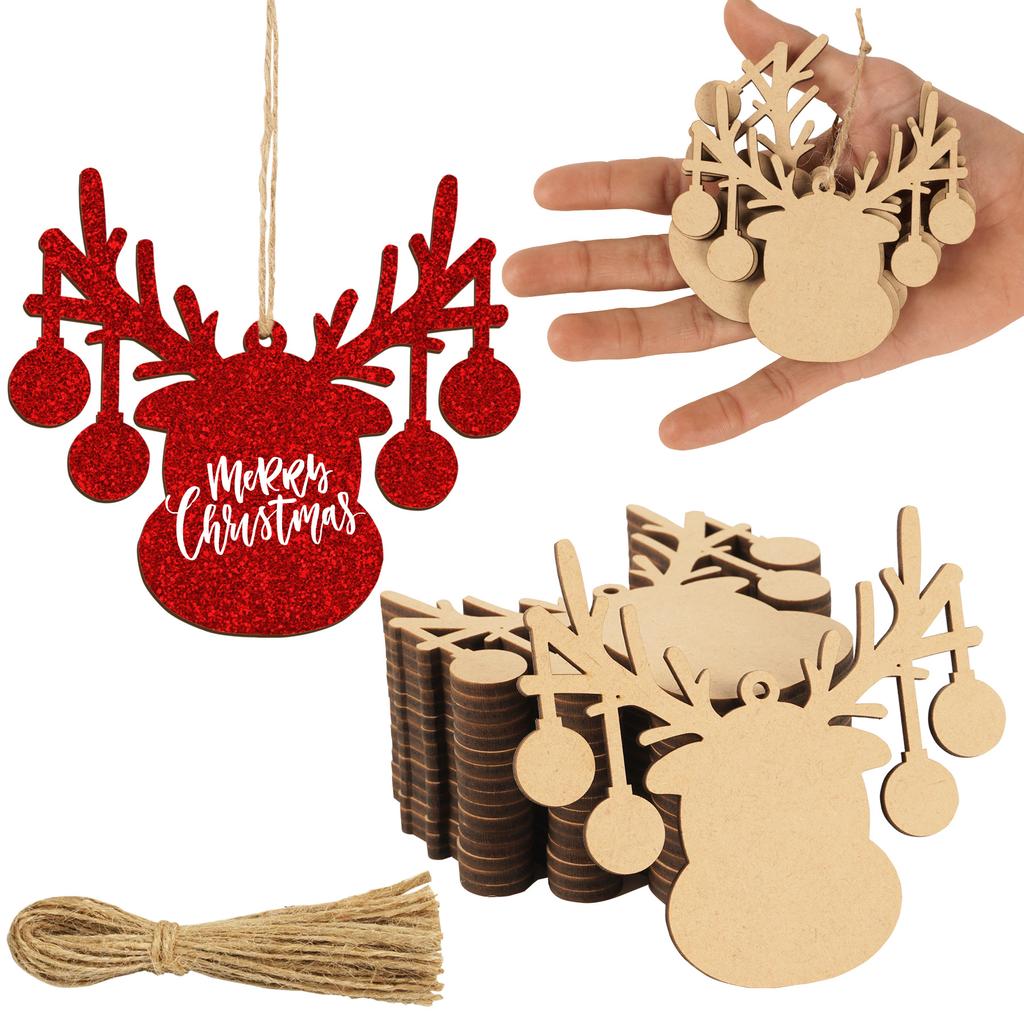 Inkdotpot 40 Stück Engel-Holzornament mit Löchern, 8,9 cm, unbehandelt, vorgebohrt, Naturholzscheiben zum Basteln aus Holz