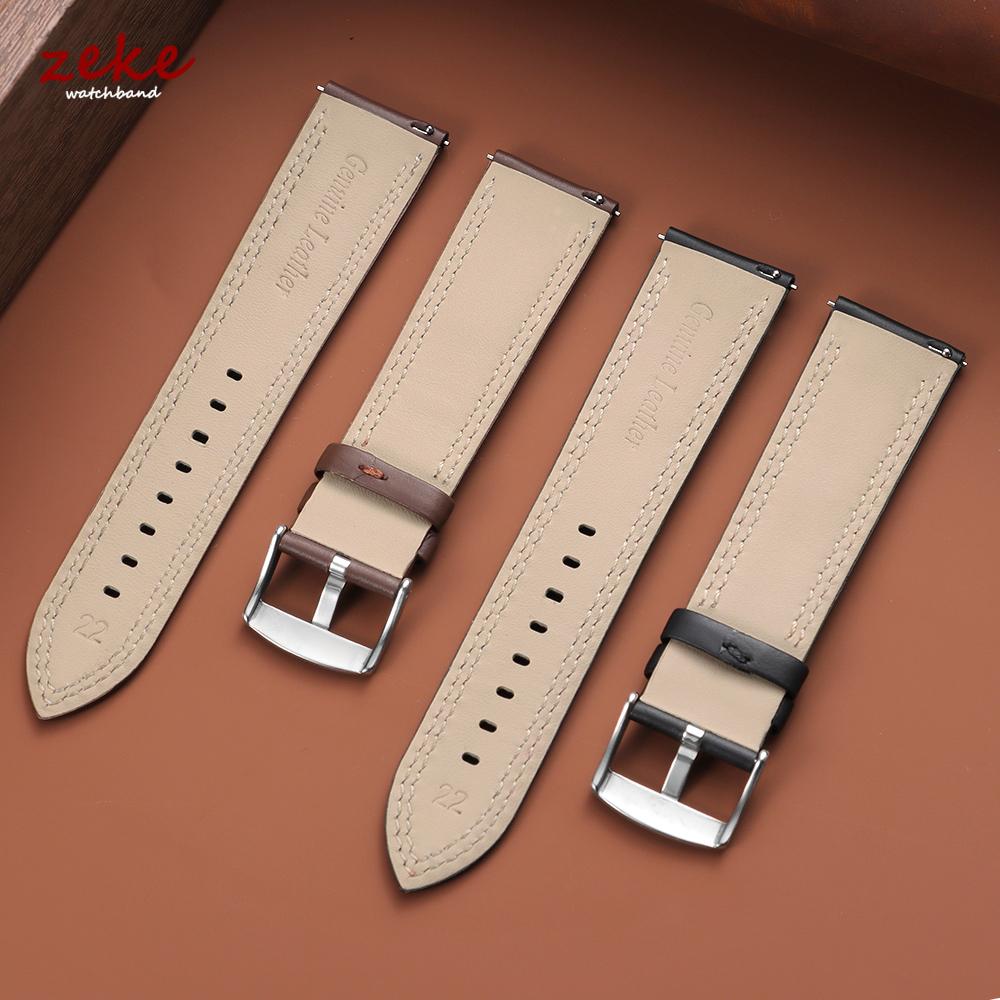 Handmade Cowhide Strap with Double Stitching Top Grain Genuine Leather Watch Band 20 22 24MM Quick Release Replacement Watchband