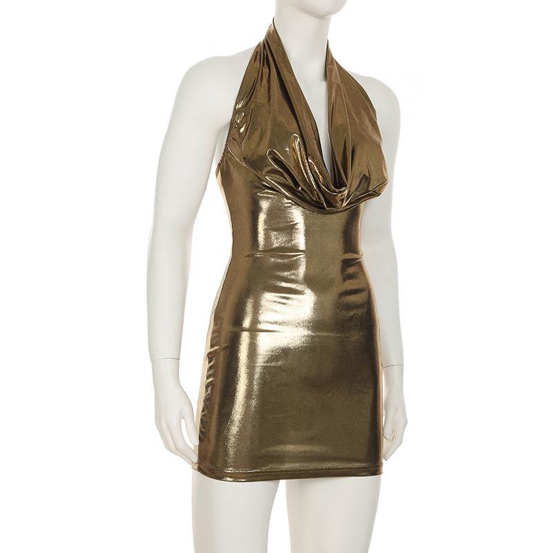 European American Sequin Halter Bodycon Mini Dress