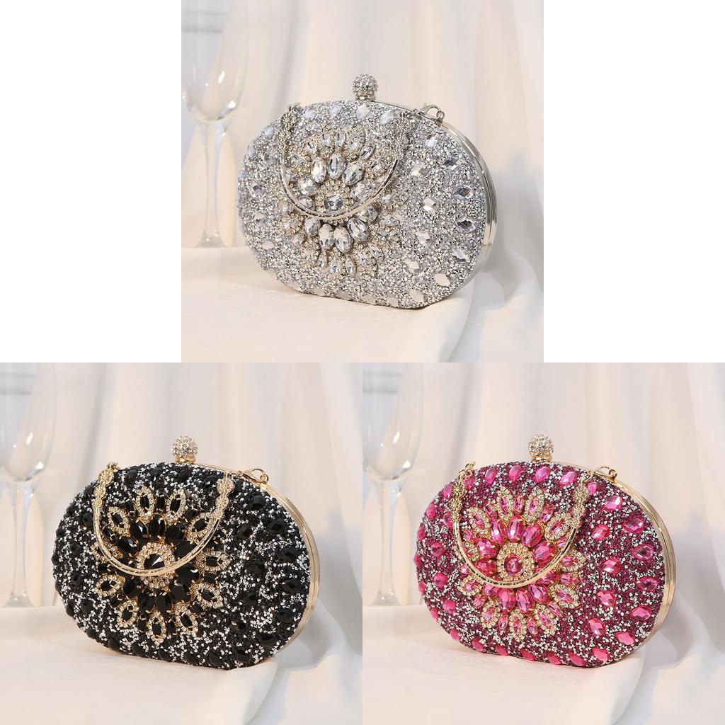Pochette da Sera in PU con Decorazioni di Diamanti per Eventi Formali e Serate