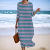 Women's Fashionable Printed Round Neck Seven Quarter Sleeve Loose Dress