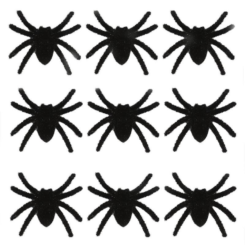 3-9pcs Flocking Black Spider Halloween Christmas Party Decoration Outdoor Home Bar Haunted House Horror Props Creepy Decoration